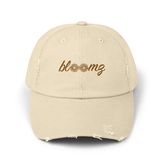 Distressed Bloomz Dad Hat Tan